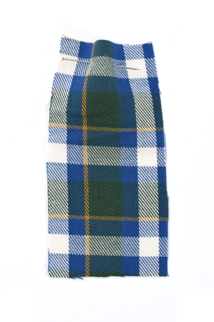 SASSO cotton twill plaid shirting in forest green, blue, white and egg yolk yellow